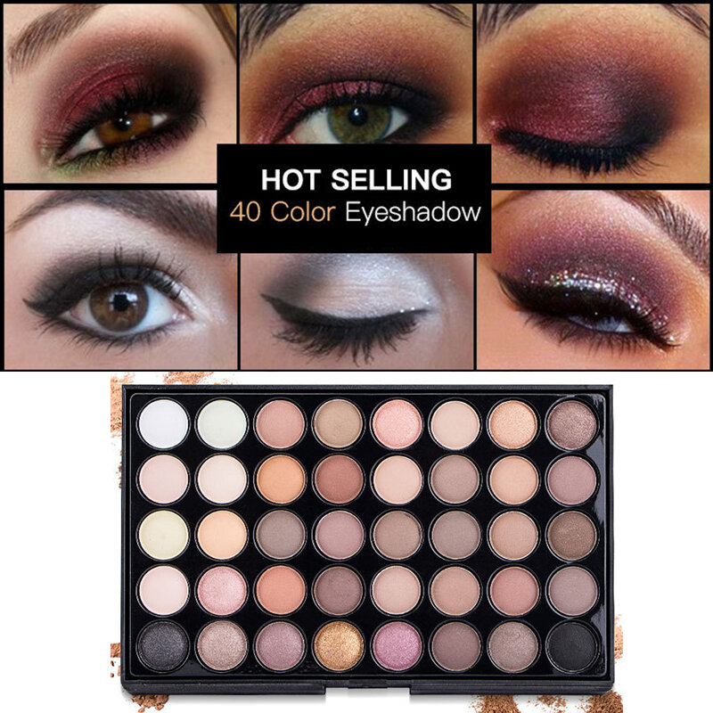 40 Colors Earth Color Eyeshadow Palette Eye Makeup Long Lasting Matte Eyeshadow Palette Pearl Shimmer Makeup Cosmetic Set TSLM2