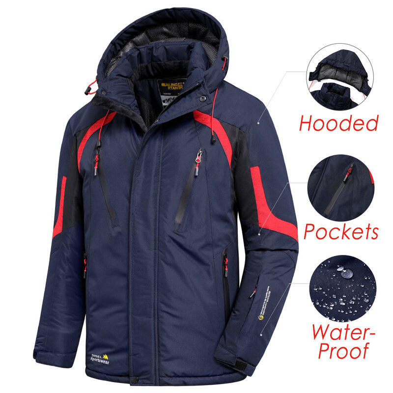 Uomo inverno New Outdoor Jet Ski Premium Snow Warm Parka giacca cappotto uomo capispalla Casual con cappuccio impermeabile in pile spesso Parka uomo