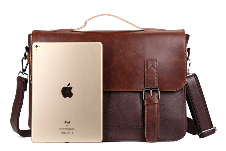 Cartella Vintage da uomo di marca borsa per Laptop da ufficio per ufficio borse in pelle di cavallo pazzo borse a tracolla per uomo Casual borse da uomo retrò