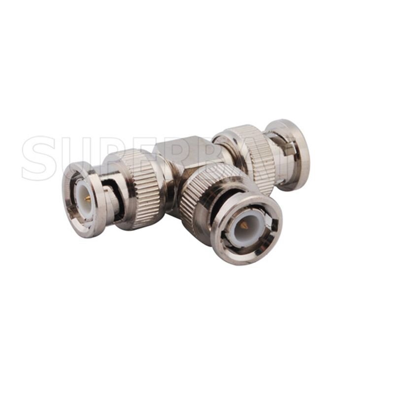 Superbat BNC Adapter Male to 2 Double BNC Plug "T" type RF Coaxial Connector Nickel