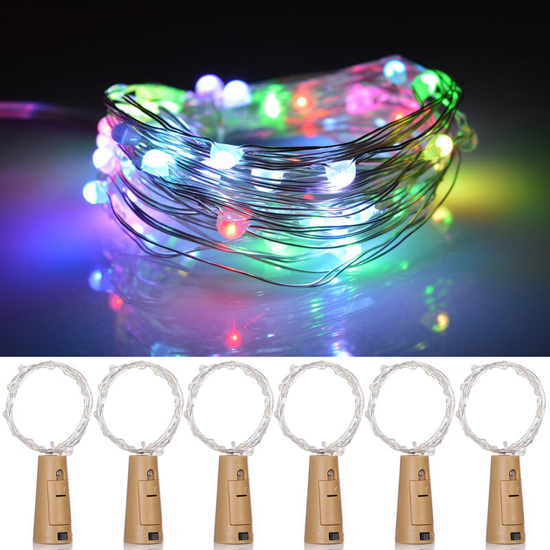 Guirlande lumineuse LED pour bouteille de vin, fil de cuivre, lumière féerique étoilée, fonctionnement à piles, pour fête, mariage, décoration de la saint-valentin D40
