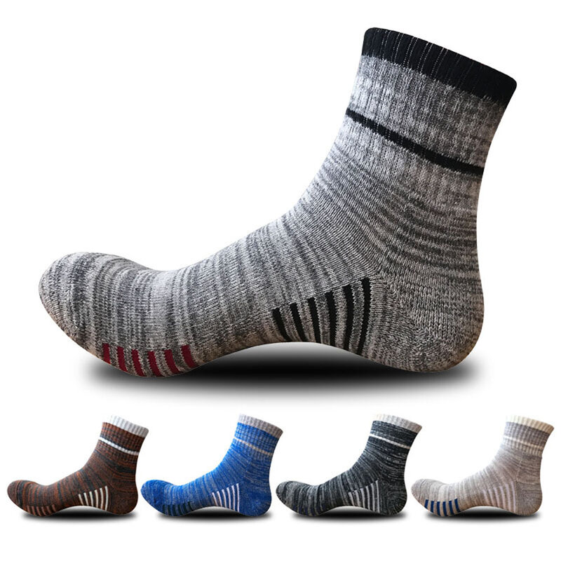Herren – chaussettes de Compression pour homme, en coton et laine mérinos, noires, à la cheville, pour le Basketball