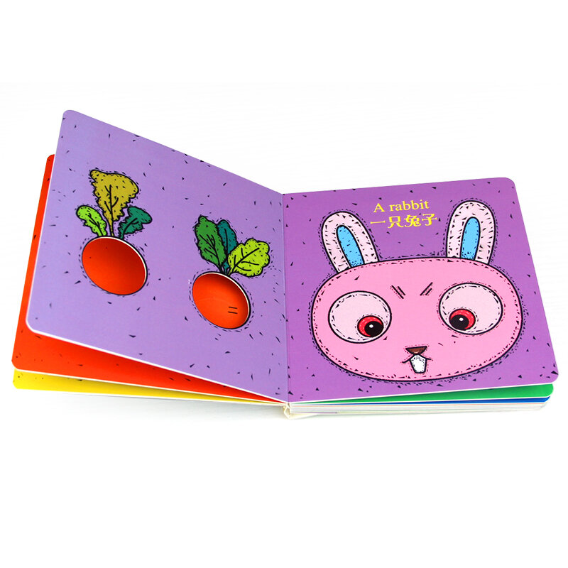 Libro con tapa 3D para niños, libro de iluminación para aprender chino e inglés, libro de cuentos para niños pequeños de 0 a 3 años, 4 piezas por juego