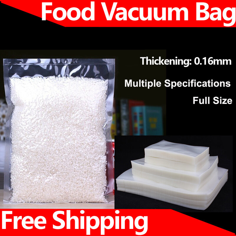 Bolsa de sellado al vacío para alimentos, embalaje de plástico, superficie lisa, 16 S