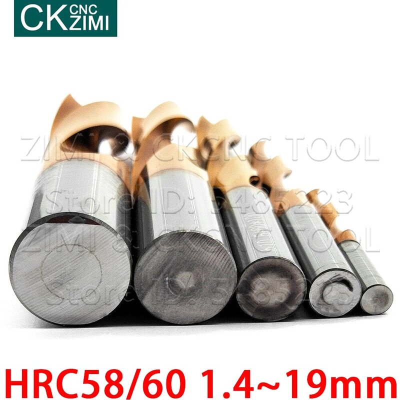 Broca de acero de tungsteno HRC58 HRC60, broca helicoidal recubierta de carburo sólido de alta calidad, 1P, 1,4-19mm, taladro de aleación larga para perforación