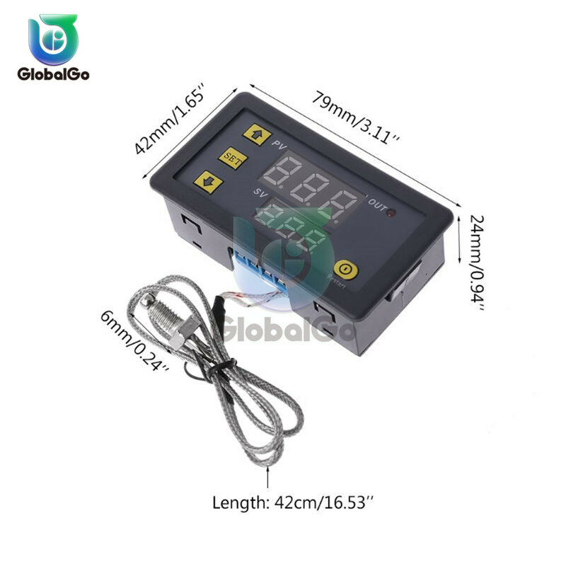 Termómetro con Sensor de temperatura, termostato de Control tipo K, rosca de Control de termopar, sonda de tornillo M6, 5V, 12V, 24V, 220V -60 ~ 500 ℃
