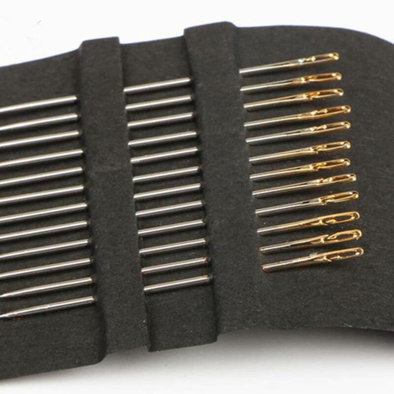 Un segundo-agujas roscado automático agujas de costura manual reparación conjunto de 12 agujas de tela