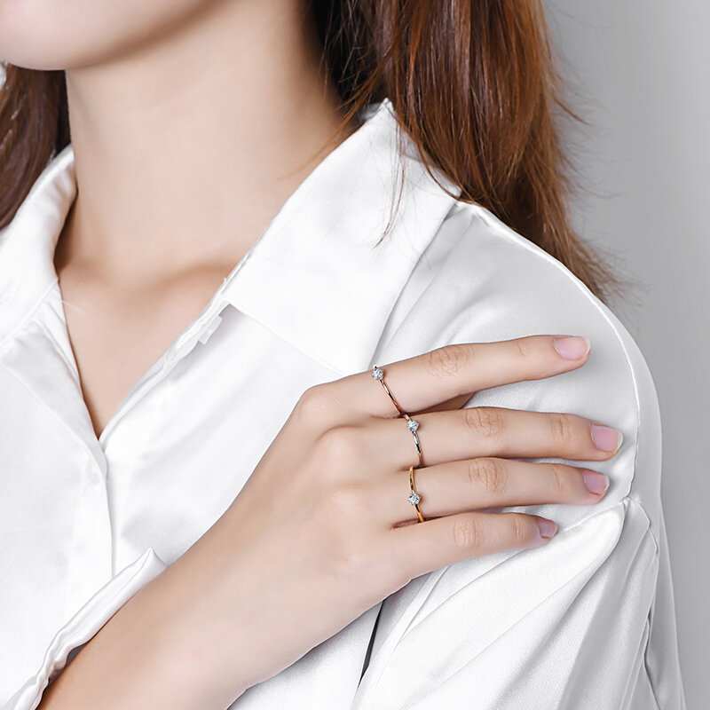 Женское кольцо с муассанитом, белое позолоченное кольцо с бриллиантом диаметром карата, обручальное кольцо, 18 К