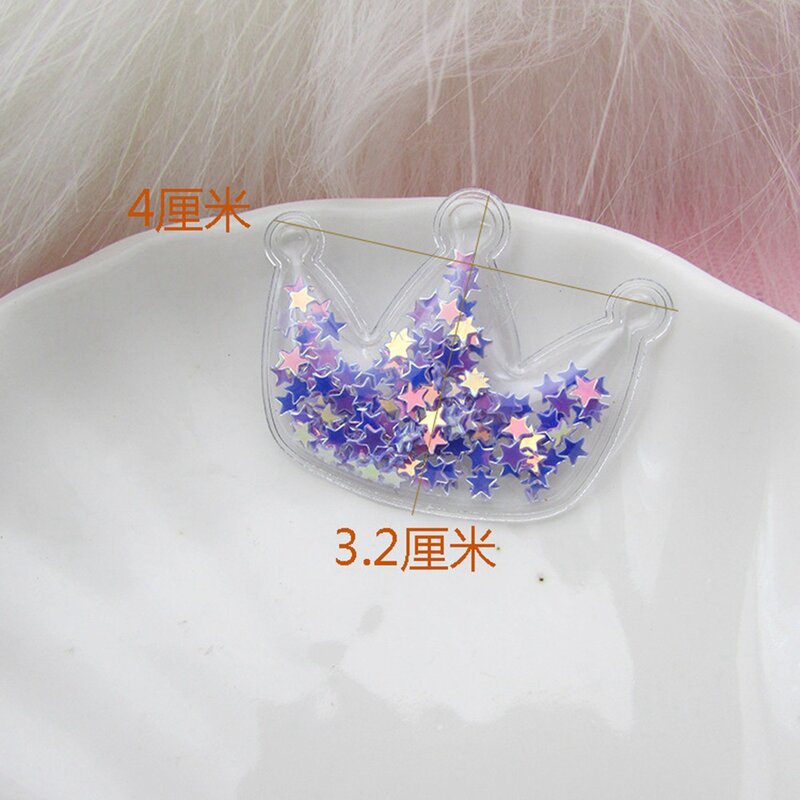 100 pcs/lot Fantasie Transparent PVC crown maus kopf patch applique mit Sterne Pailletten Für Kleidung Kuchen Clip Headwear zubehör