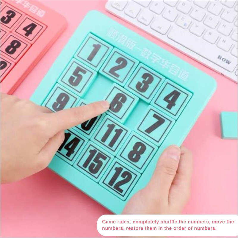 Early Educational Plastic Number Puzzles, Kids Sliding Puzzle Toy, Logics Game, Adultos e Crianças, 15 Tiles