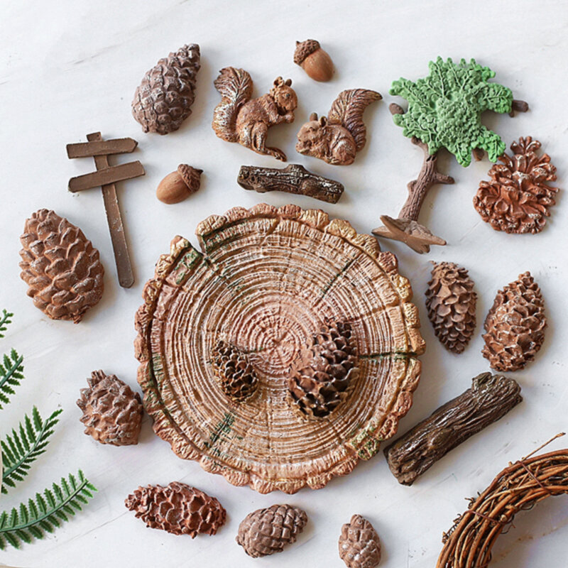 Estilo da floresta filbert esquilo madeira pinecone árvore raiz forma bolo de silicone molde fondant bolo ferramenta de cozimento decoração molde