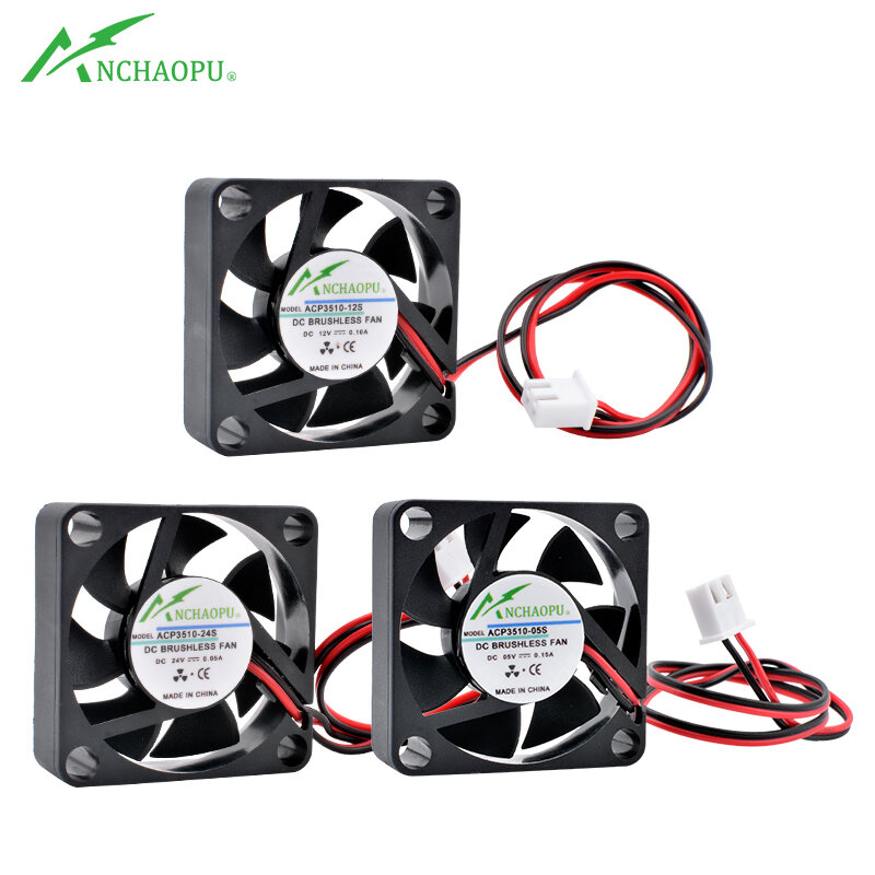 Ventilador ACP3510 de 3,5 cm, 35mm, 35x35x10mm, CC de 5V, 12V, 24V, 2 cables, 2 pines, para refrigeración de microdispositivo, router y proyector