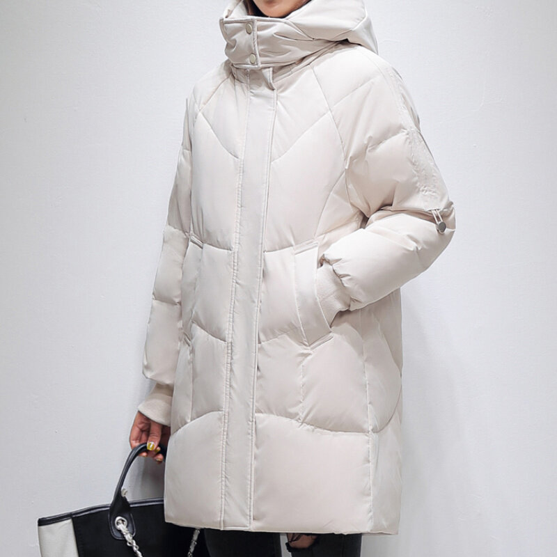 Abrigos de plumón de pato blanco Para Mujer, chaquetas largas con capucha, Parkas cálidas, ropa informal, Abrigos coreanos Para Mujer SQQ491 90%