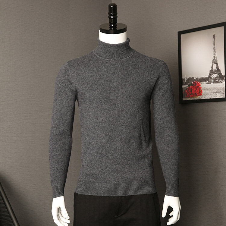 MRMT 2024 브랜드 남성용 터틀넥 스웨터, 라펠 단색 캐주얼 니트 풀오버, 가을 및 겨울