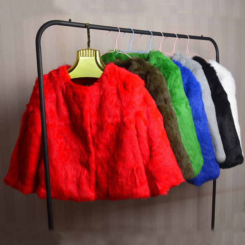 Abrigo de piel de conejo Real para mujer, chaqueta de piel de conejo Natural cálida, ropa de abrigo 2024 auténtica, gran oferta, moda de invierno, 100%