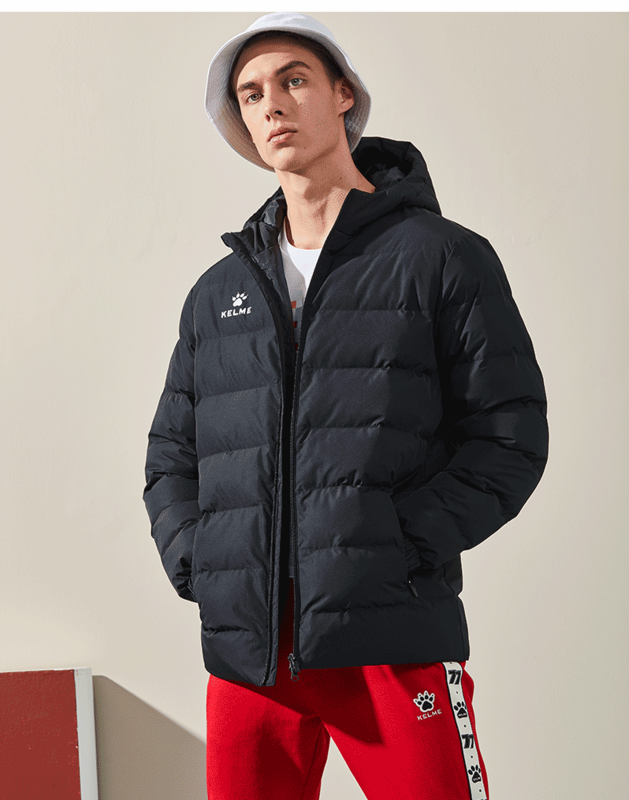 KELME зимняя мужская хлопковая куртка с капюшоном, короткое теплое пальто, тренировочная Спортивная командная форма, Женская Стеганая верхняя одежда 8261MF1013