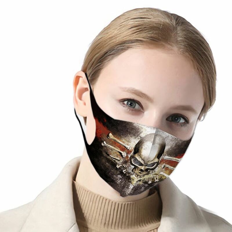 2020 High Quality 3d Print Skull Gun & Rose Adult Mouth Mask Activated Skull Carbon Prevent Anti Virus Face Women Kid