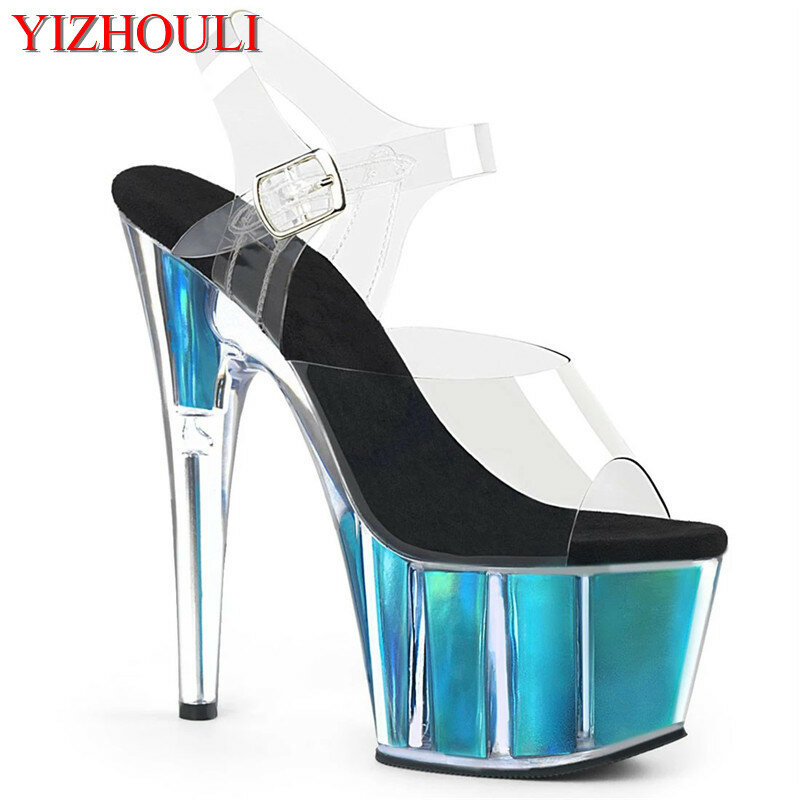 High heels for fashion shows, with stiletto heels of 15cm, party dresses with large sexy crystal sandals