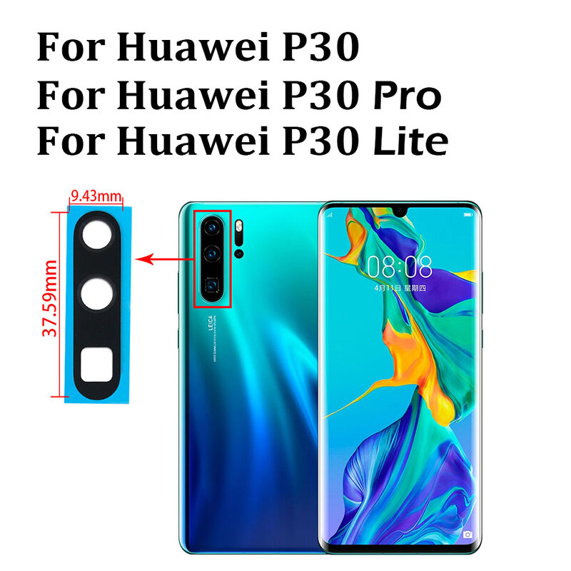 100% baru untuk Huawei P50 P40 Lite 5G P40 Lite E P40 P30 Lite P20 Pro lensa kaca kamera belakang dengan pengganti lem + alat