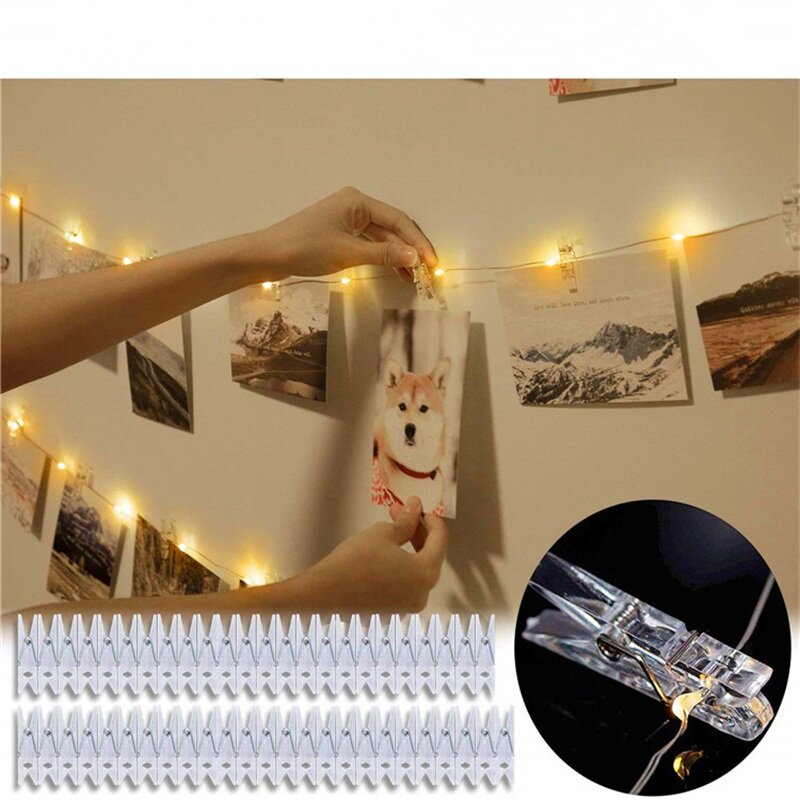 Luzes de corda led 5m/10m/20m clipe de foto luzes de fadas ao ar livre a pilhas guirlanda decoração de natal festa de casamento natal