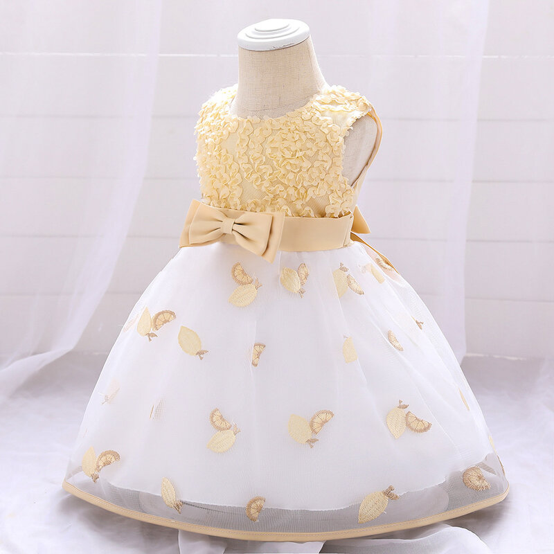 2021 New Baby Princess Dress gonna in filato di luna piena con stampa ricamata