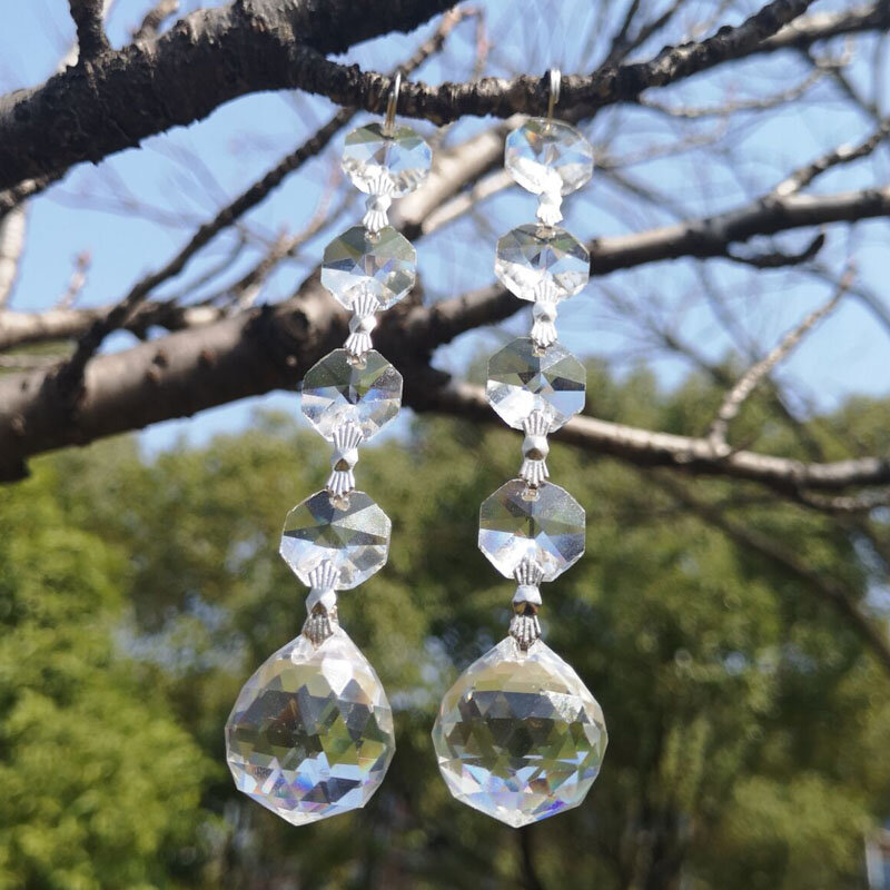 20 sztuk czysty żyrandol kryształy lampa pryzmaty części wiszące krople wisiorki z kryształowy ośmiokątny koraliki akcesoria oświetleniowe