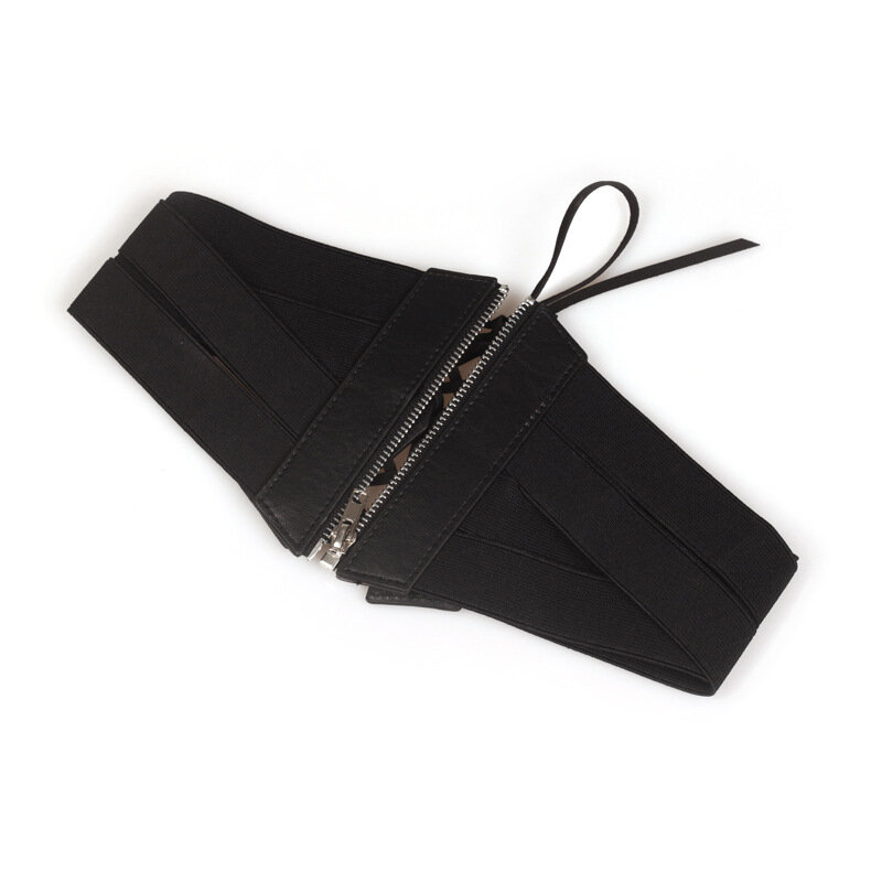 Retro Stretch Cross Zipper Strap pas wyszczuplający talię elastyczny szeroki Cummerbunds sukienka damska ozdoba do spódnicy akcesoria
