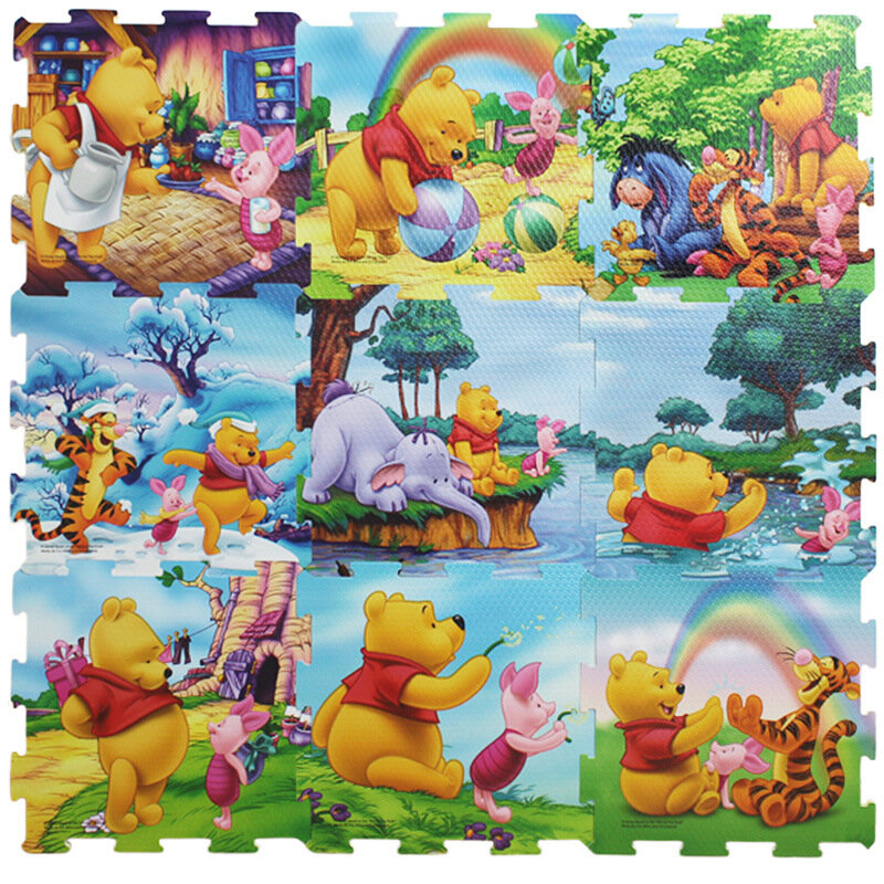 Disney-alfombrilla de espuma de Winnie the pooh para bebé y niño, alfombra para gatear, Mickey y Minnie, 30x30cm por pieza, 9 unidades por paquete