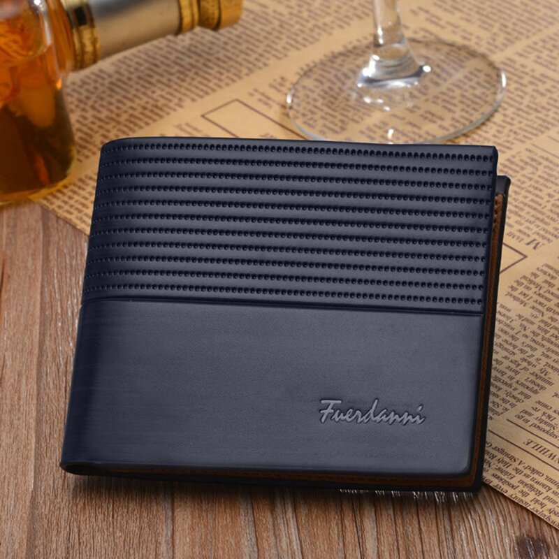 Vintage PU Leather Two Fold Flip Type Short Wallet Business Man Money Cash Card Coin Holder Wallet Case With Inner Card Slot