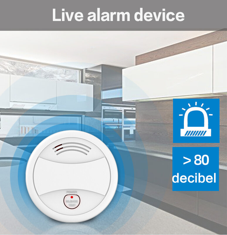 MULO Tuya Smoke Detector Compatible with Alarm System Wifi Smoke Sensor Fro Smart Home Fire Protection Smart Life APP