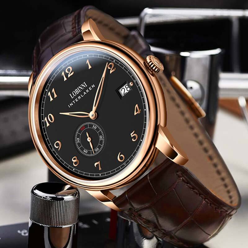 Lobinni-mini relógio mecânico automático para homens, acessórios de marcas de luxo, com movimento rotativo, super fino, Suíça, novo produto, 2021