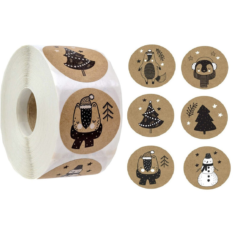 100-500 pçs 6 projetos 1 Polegada tema natal selo etiquetas adesivos para diy presente pacote de cozimento envelope papelaria decoração