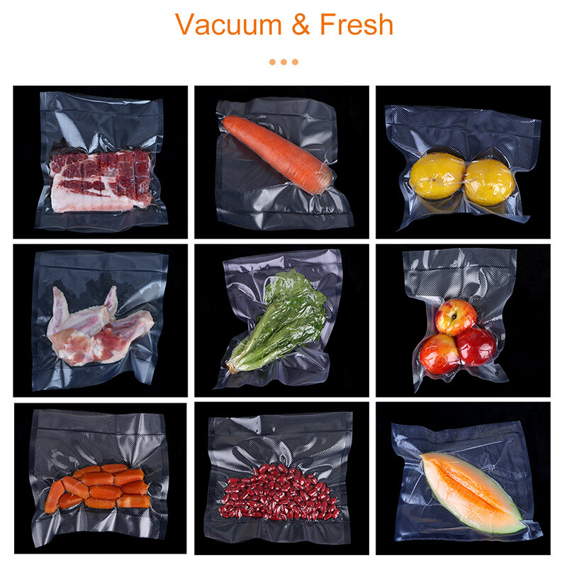 Selador de alimentos à vácuo branco, rolo de sacos para preservamento de comida com 2 rolos de 12 15 20 25x500cm para máquina de embalagem à vácuo