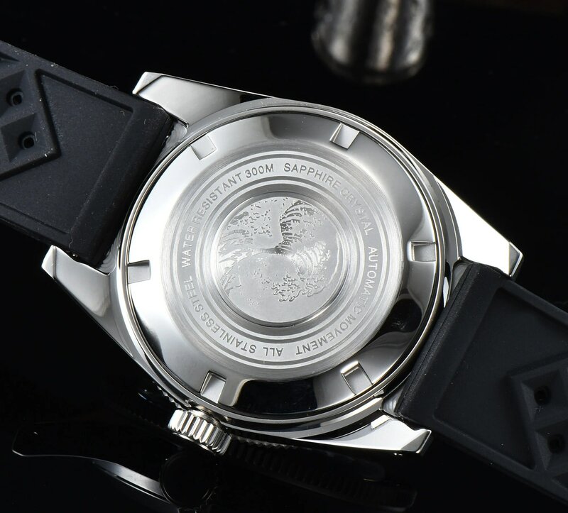 Relógio de pulso automático Tandorio Domed Sapphire Glass, pulseira de borracha masculina, movimento luminoso, NH35A, PT5000, 41mm, 62MAS, 300m