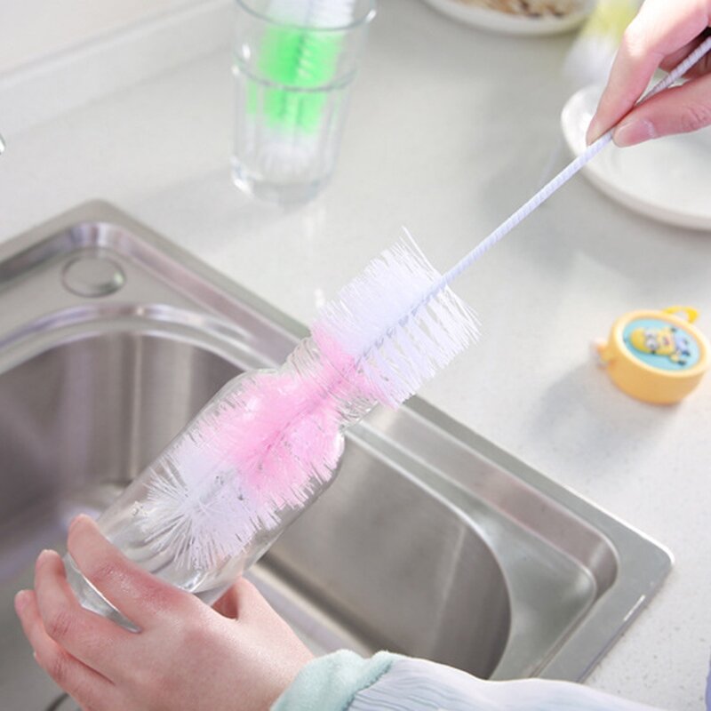 Escova de garrafa de mamilo do bebê de 2 pces limpador de 360 graus 30cm escovas de limpeza de náilon