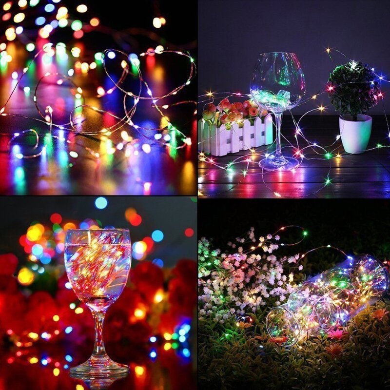 Guirnalda de luces LED de energía Solar, 100, 200, Blanco cálido, Multicolor, decoración de Navidad, fiesta, boda, lámpara de Navidad