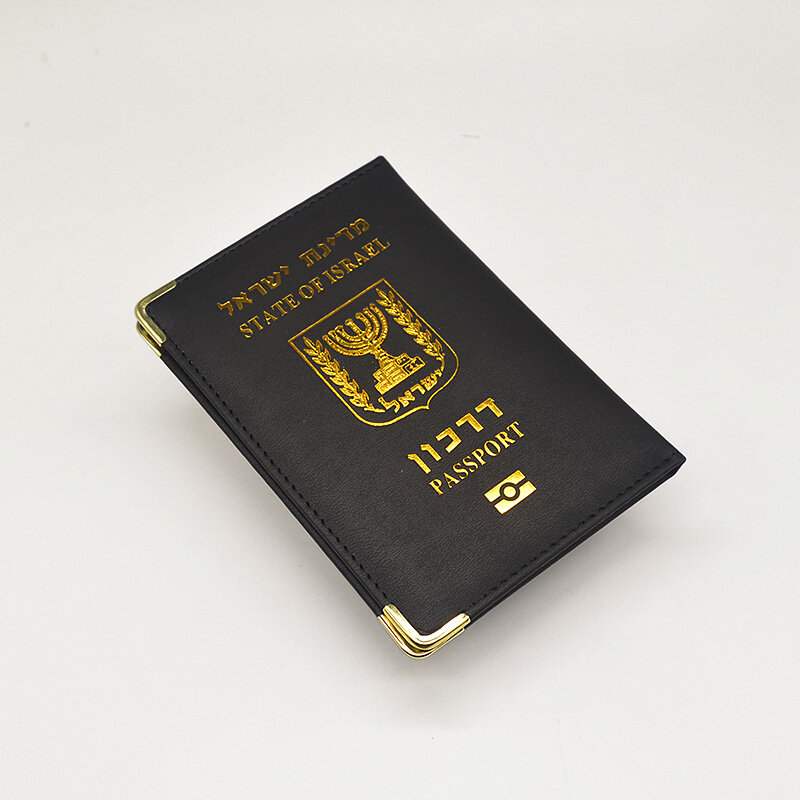 Funda de pasaporte de Israel negra para mujer, cuero Pu, soporte de pasaporte israelí, billetera de viaje, lindo estuche rosa para pasaporte