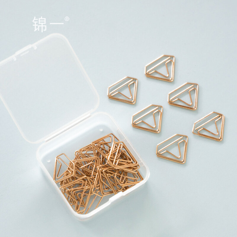 Stationery Dark Gold clip Diamond Paperclip Geometric Modeling Korean Bookmark Lovely Paper Clips Office Accessories Paperclips