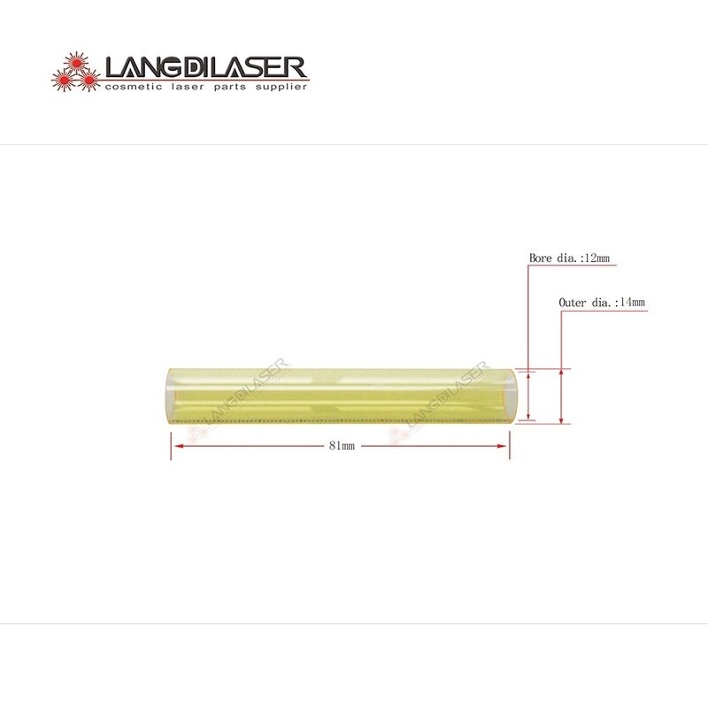 Tube de flux de lampe jaune IPL, taille: 81*14*12, tube de flux de lampe à filtre UV, pour tube de verre à écoulement d'eau