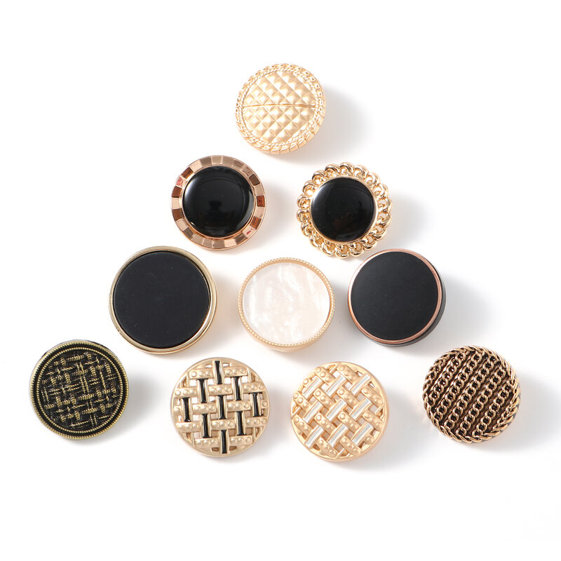 5 pçs de luxo metal haste botões roupas decorativas cor do ouro botões costura vintage para diy vestuário scrapbooking acessórios