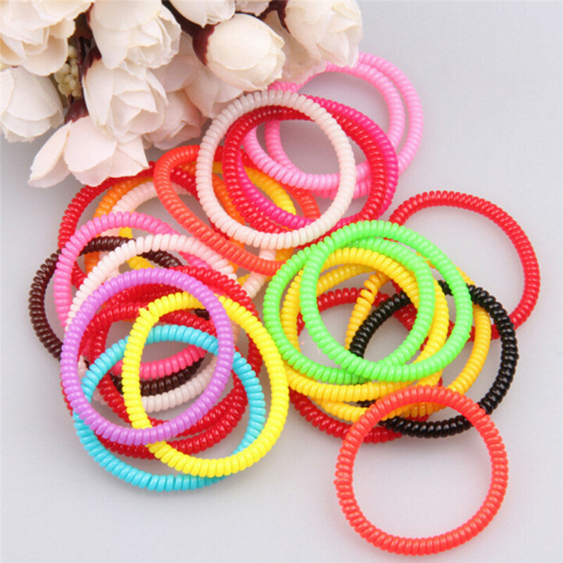 10 sztuk kolorowe opaski elastyczne linia telefoniczna gumki do włosów akcesoria do włosów Kid kucyk Holder Tie Gum