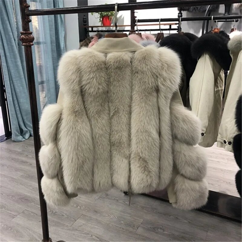 Manteau d'hiver en fausse fourrure de renard pour femme, vêtement de moto, mode, haute qualité, épais et chaud, 779