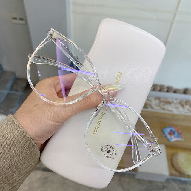 Bingkai Kacamata Komputer Transparan Kacamata Bulat Ringan Anti Biru Pria Wanita Kacamata Optik Pemblokir Kacamata