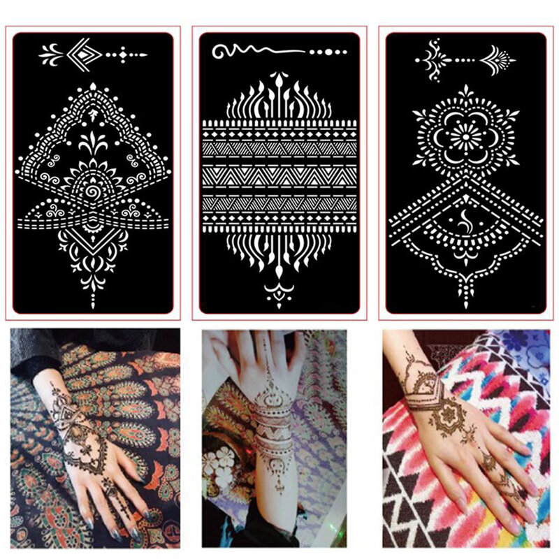 Cailloux de henné professionnels, tatouage temporaire à la main, modèle d'autocollant d'art corporel, outil de mariage, fleur indienne