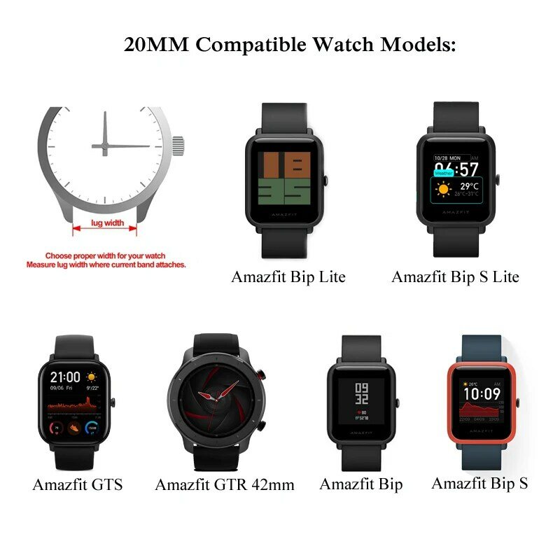 Correa de silicona para reloj Amazfit bip 5, GTS 2, 3, 4, GTS2mini, Gtr 2, 4, Samsung Galaxy watch 6, 5, 4, 40mm, 44mm, 20mm, 22mm