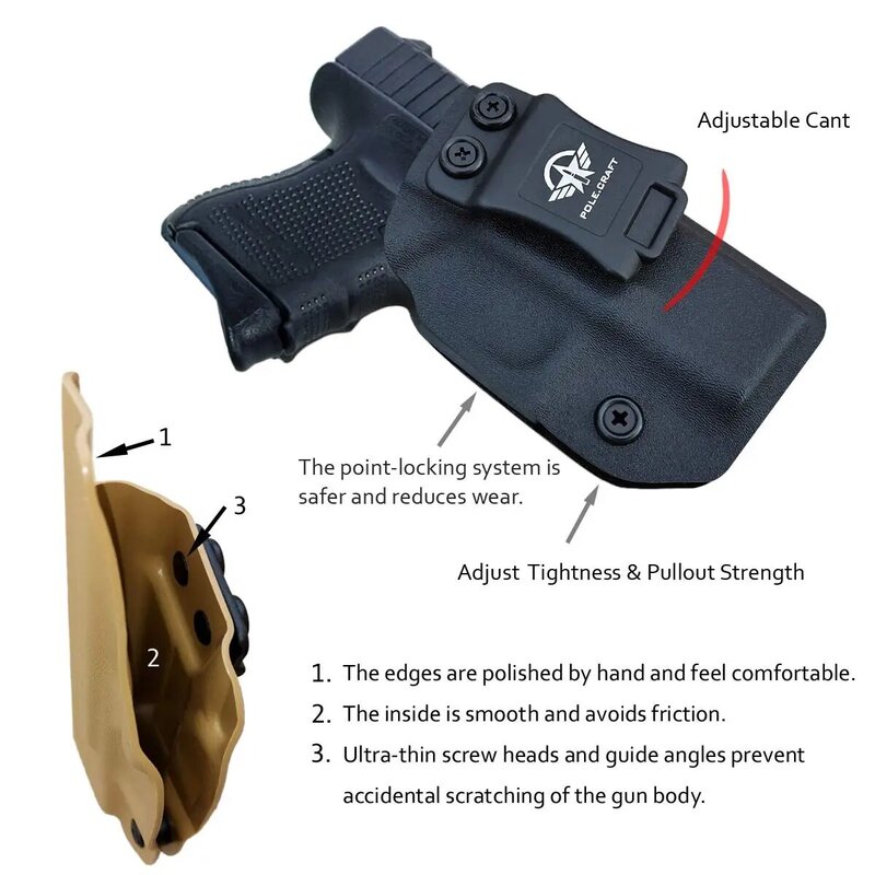 Glock 26 Holster IWB Kydex Holster Custom Fits: Glock 26 / Glock 27 / Glock 33 Pistol - Inside Waistband Concealed Carry