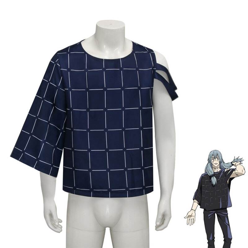 Disfraz de Takerlama Mahito para hombre, camisetas holgadas, camisetas azules, Jujutsu Kaisen, ropa de Anime, trajes de fiesta de Halloween