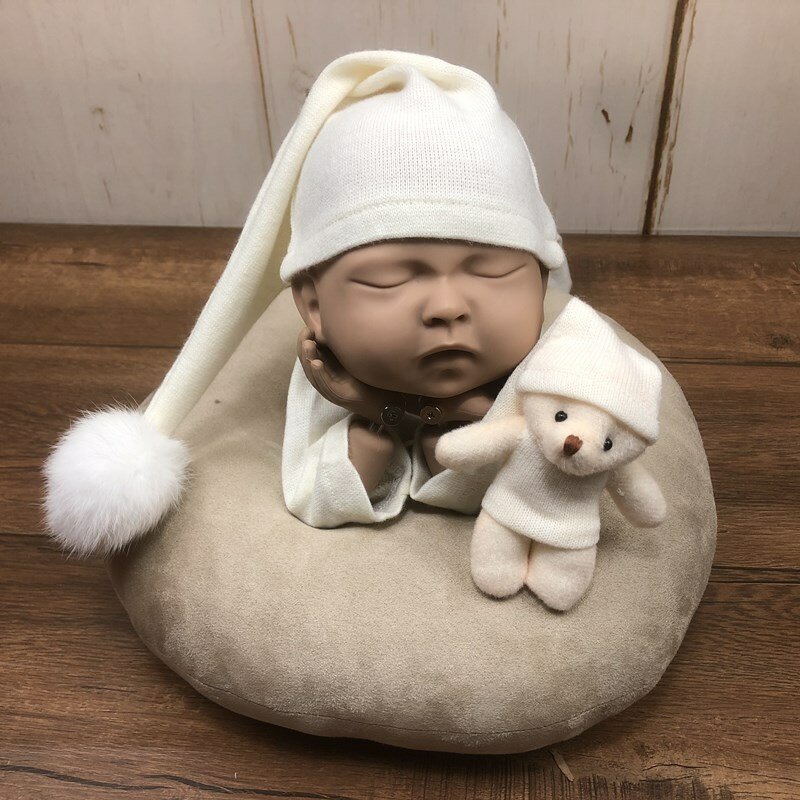 ❤️CYMMHCM Newborn Photography Props Cute Plush Ball Hat+Doll 2Pcs/set Infant Photo Accessories Studio Baby Shoot Cap Fotografia