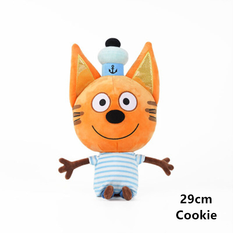 정품 kid e cats 러시아어 Три нота 내 가족 세 행복한 고양이 봉제 인형 쿠키 캔디 푸딩 Anime Cat Doll Toy Kawaii Gift