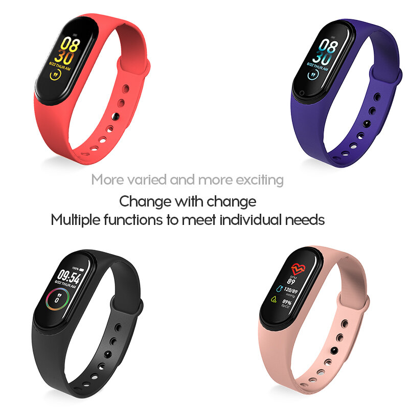 Nuevo reloj de pulsera M4 banda inteligente pulsera rastreador de Fitness Color táctil deporte ritmo cardíaco Monitor de presión arterial hombres mujeres Android